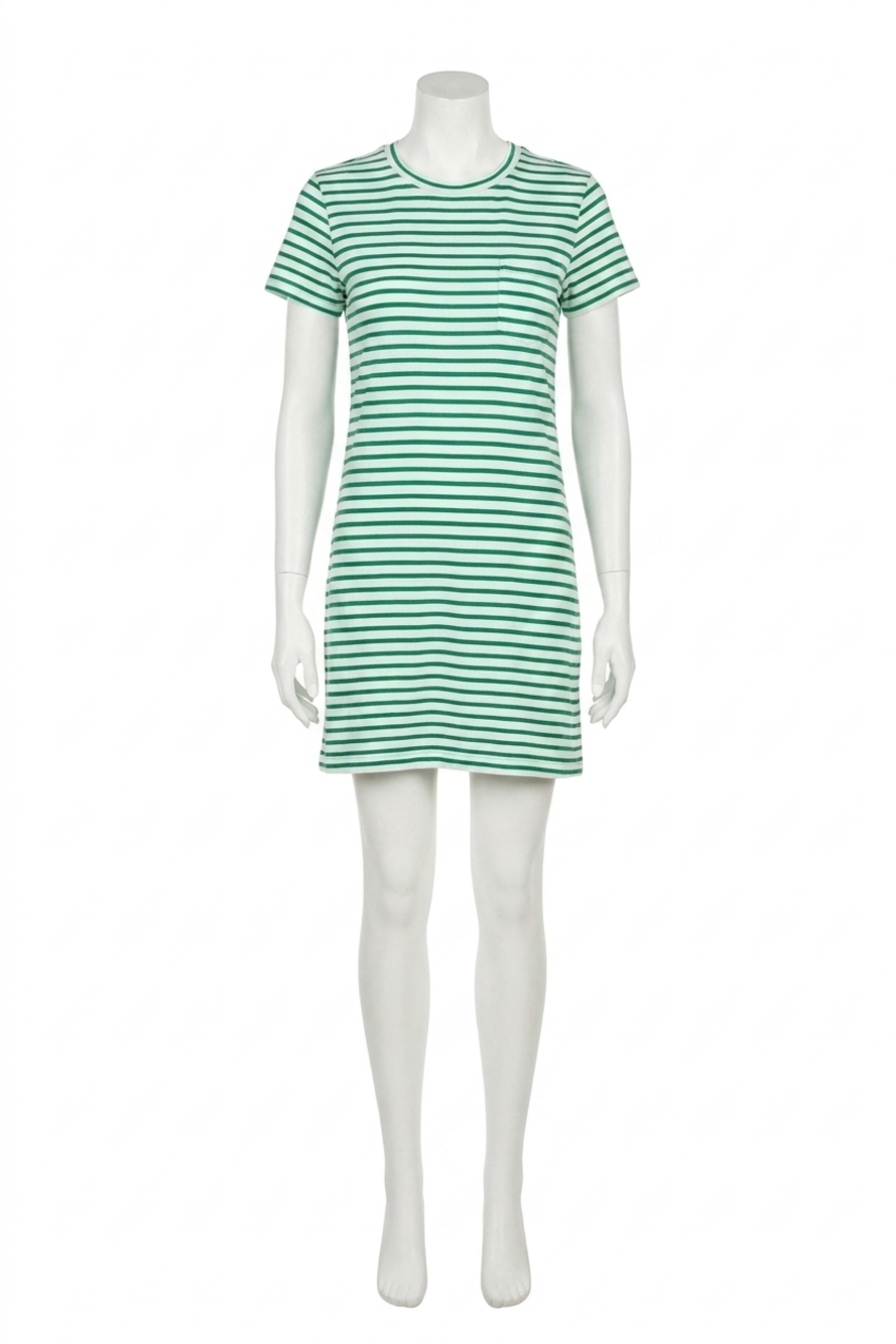 NEW STATESIDE linen cotton stripe jersey short sleeve dress in jade